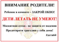В Саратовской области проходит акция «Дети летать не умеют!»